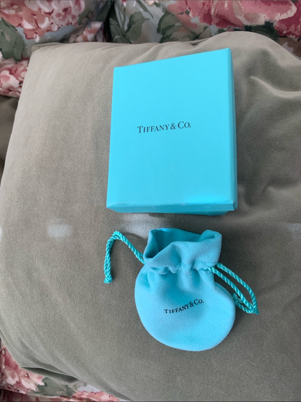 Tiffany & Co. 4x3x1.5 Inch Jewelry Gift Box with Pouch